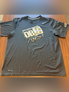 Nike Dri-FIT Mens Black Gold Drew Brees Signature DB9 Graphic Shirt Saints L